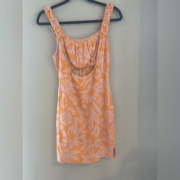 ASOS DESIGN Mini Sundress Size 2 New ruched bust cut out detail tropical print - Picture 3 of 7